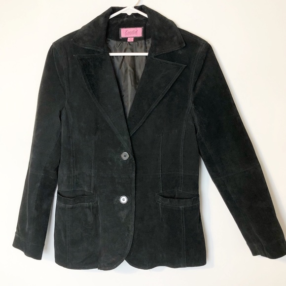 Excelled Collection Jackets & Blazers - Excelled Collection Black Suede Jacket